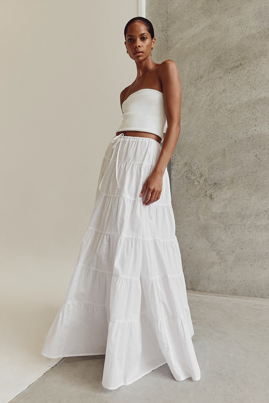 white linen maxi dress